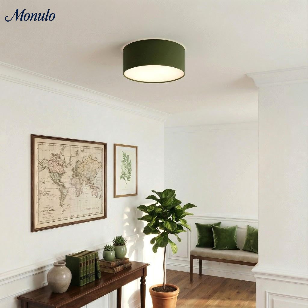 Plafondlamp met Linnen Kap – Drumvorm Ø30/45cm – Modern Scandinavisch Design – Elegante Verlichting Woonkamer Slaapkamer Eetkamer | Sansoti