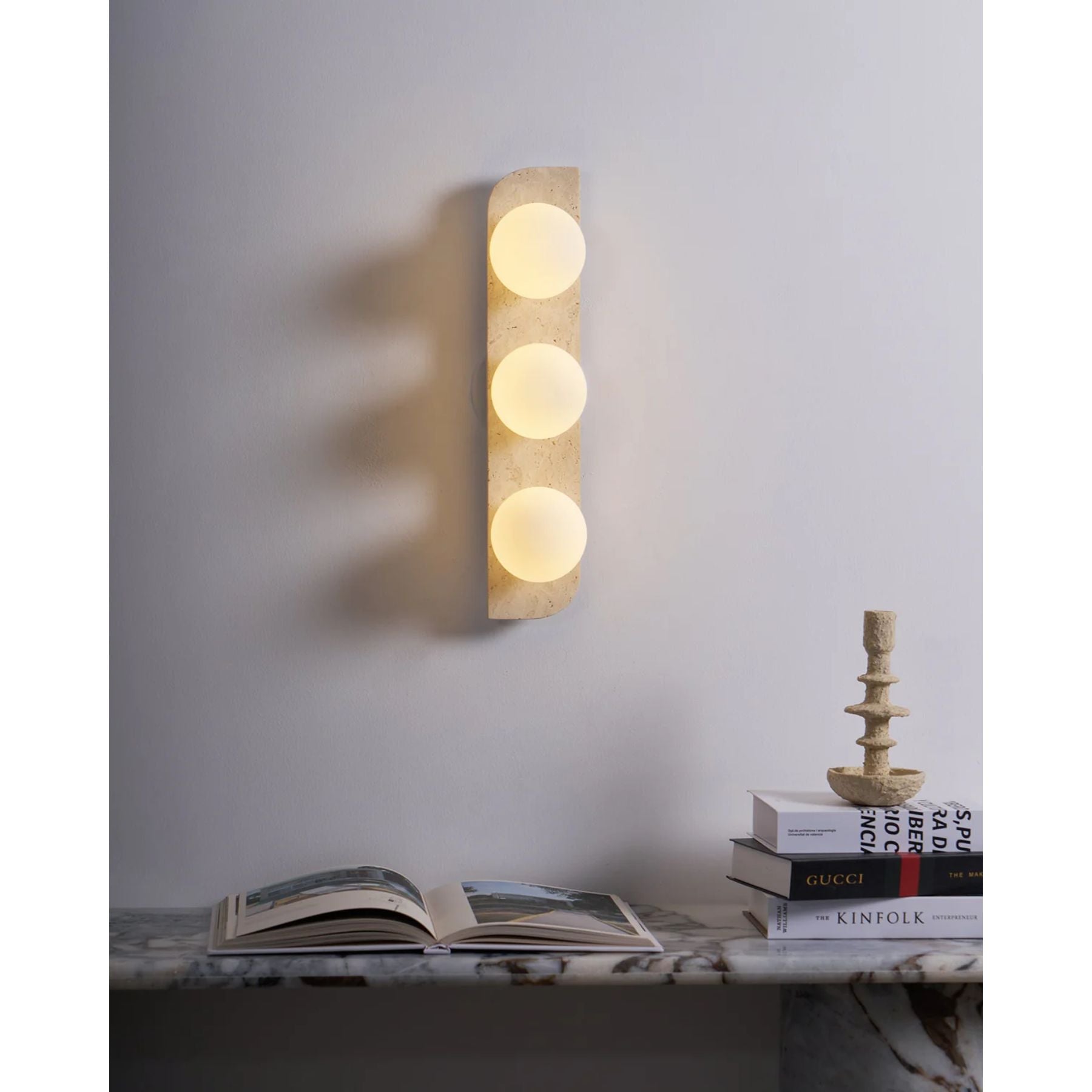 Wandleuchte Travertin G9 Glas Holz Beige Wohnzimmer Flur Badezimmer Minimalistische Wandleuchte Stimmungslicht Natürliches Design | Restfield