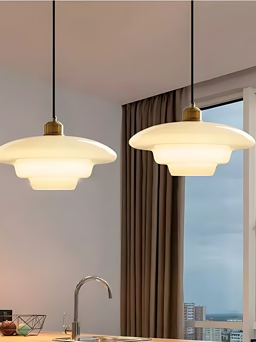 Glazen Hanglamp met Gelaagd Design – Melkwit Matglas voor Eetkamer en Woonkamer | Sansoti