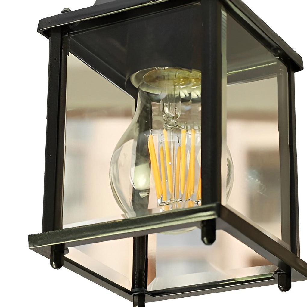 Vierkante Buitenlamp Glas Zwart Aluminium Hangverlichting Tuin Balkon Terras Waterdicht Decoratief Veranda | Sansoti