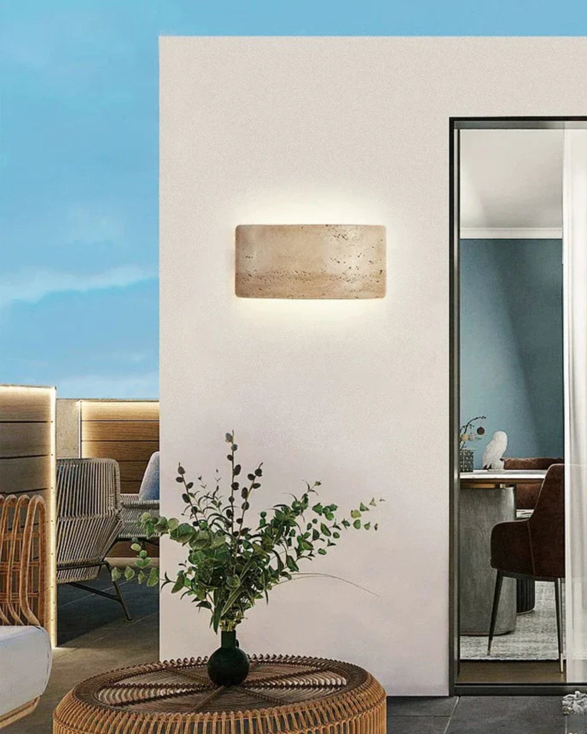 Travertin Wandlamp Modern Design met Warm LED-Licht voor Binnen en Buiten 12x25cm Waterdicht | Sansoti