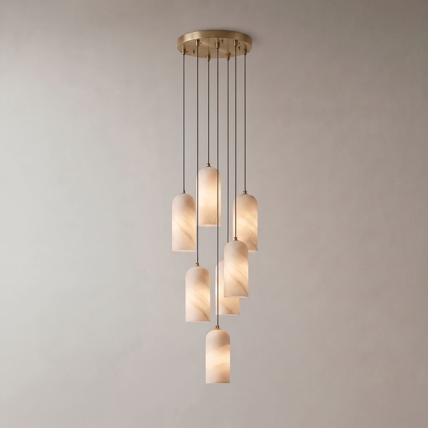 Alabasten Hanglamp met Gevlochten Snoer – Natuursteen Verlichting van Enkel Lichtpunt tot 21-Lichts Cluster – Mid-Century Modern Stijl Eetkamer Hanglamp met E12/E14 Fitting | Sansoti