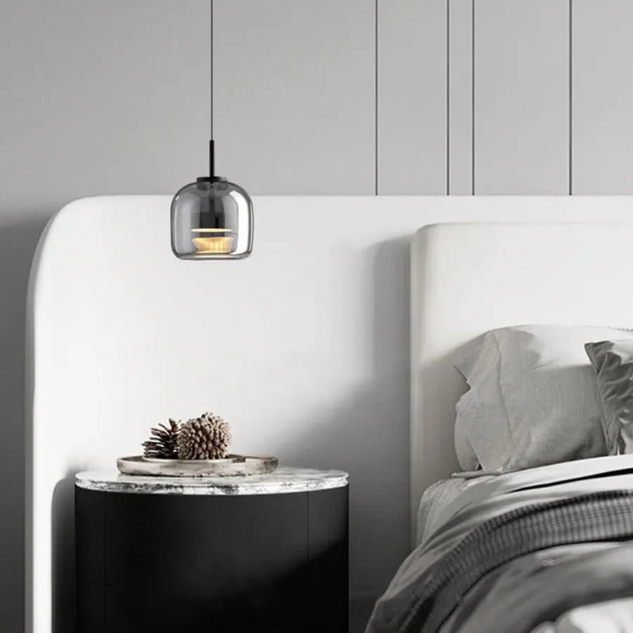 Nordische Hanglamp Glas LED Cognac Rookgrijs Scandinavisch | Sansoti