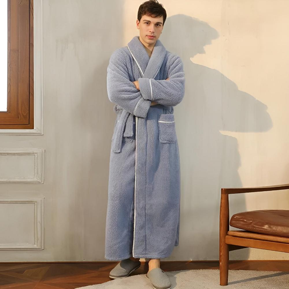 Sherpa Coral Fleece Badjas met Shawlkraag Unisex Loungewear Comfortabel Huis Huispak Zachte Fleece Ochtendjas | Sansoti