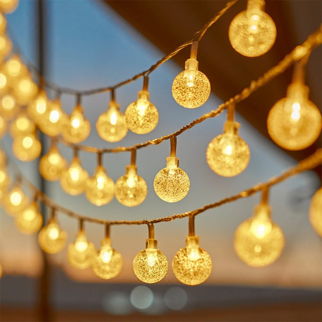 Solar LED Lichtsnoer 10 Meter Warm Wit Waterbestendig Buiten Tuin Camping Terras Feestverlichting Sfeerverlichting | Sansoti