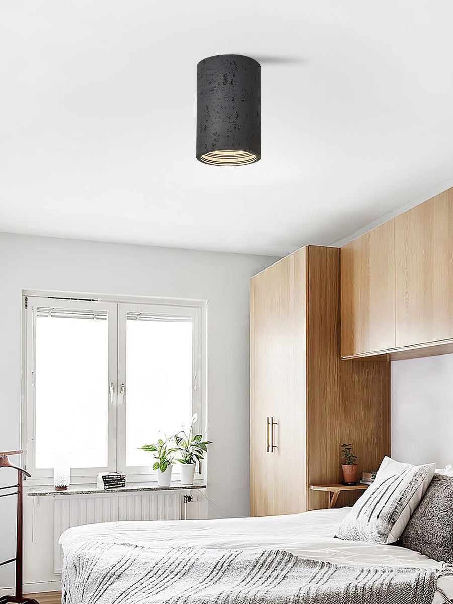 Cilindrische plafondlamp van travertijn – LED verlichting voor moderne interieurs | Sansoti