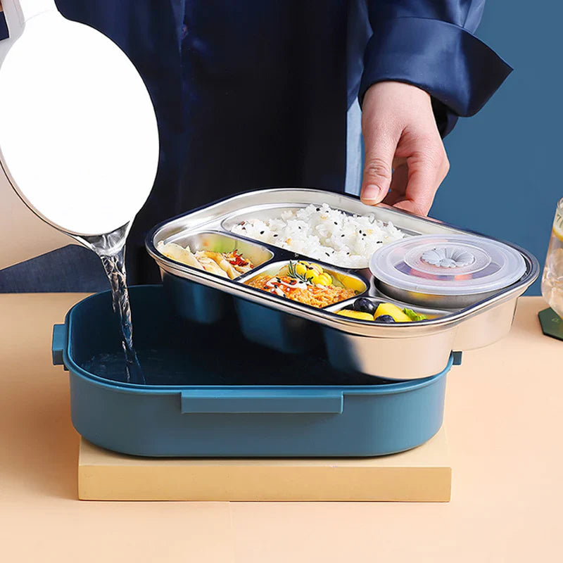 Thermo Lunchbox RVS – Houdt Eten Warm & Koud | Lekvrije Lunchbox met Vakken | Sansoti