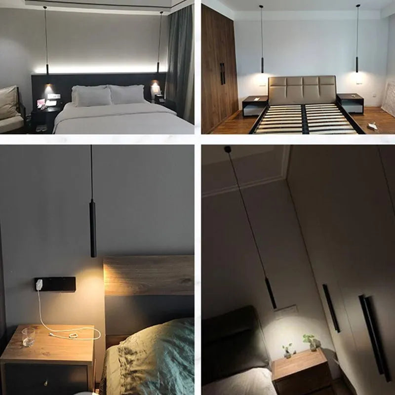 Hanglamp Metaal Zwart Lineair Design LED Dimbaar 3 Lichtstanden Modern Woonkamer Slaapkamer Eetkamer | Sansoti