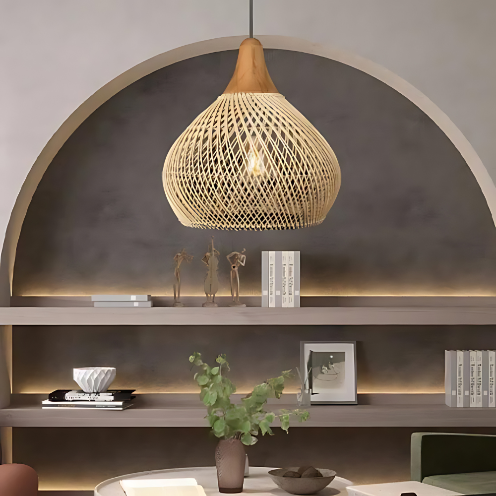 Rotan Hanglamp Boho Natuur Ø40 Ø50 Ø60 Zwart Of Naturel LED | Sansoti