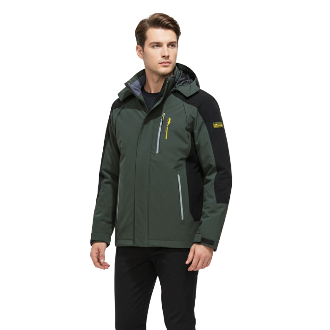 Veste d’extérieur imperméable pour hommes en polyester avec capuche amovible et plusieurs poches pour randonnée, trekking et activités de plein air | Sansoti