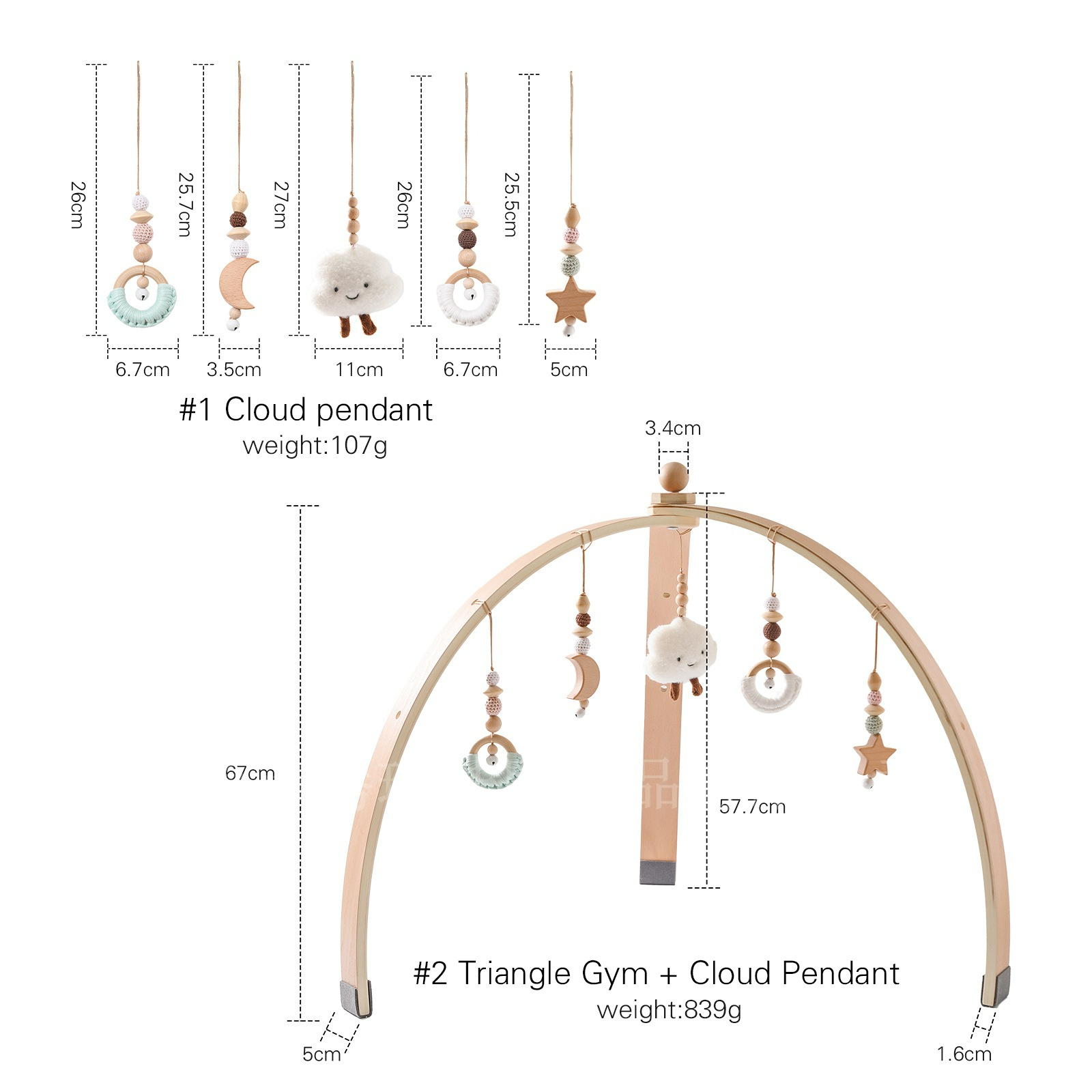 Houten Speelboog met Hangend Speelgoed voor Baby's - Stimuleert Motoriek en Zintuigen - Natuurlijk Hout - Nordic Design | Sansoti