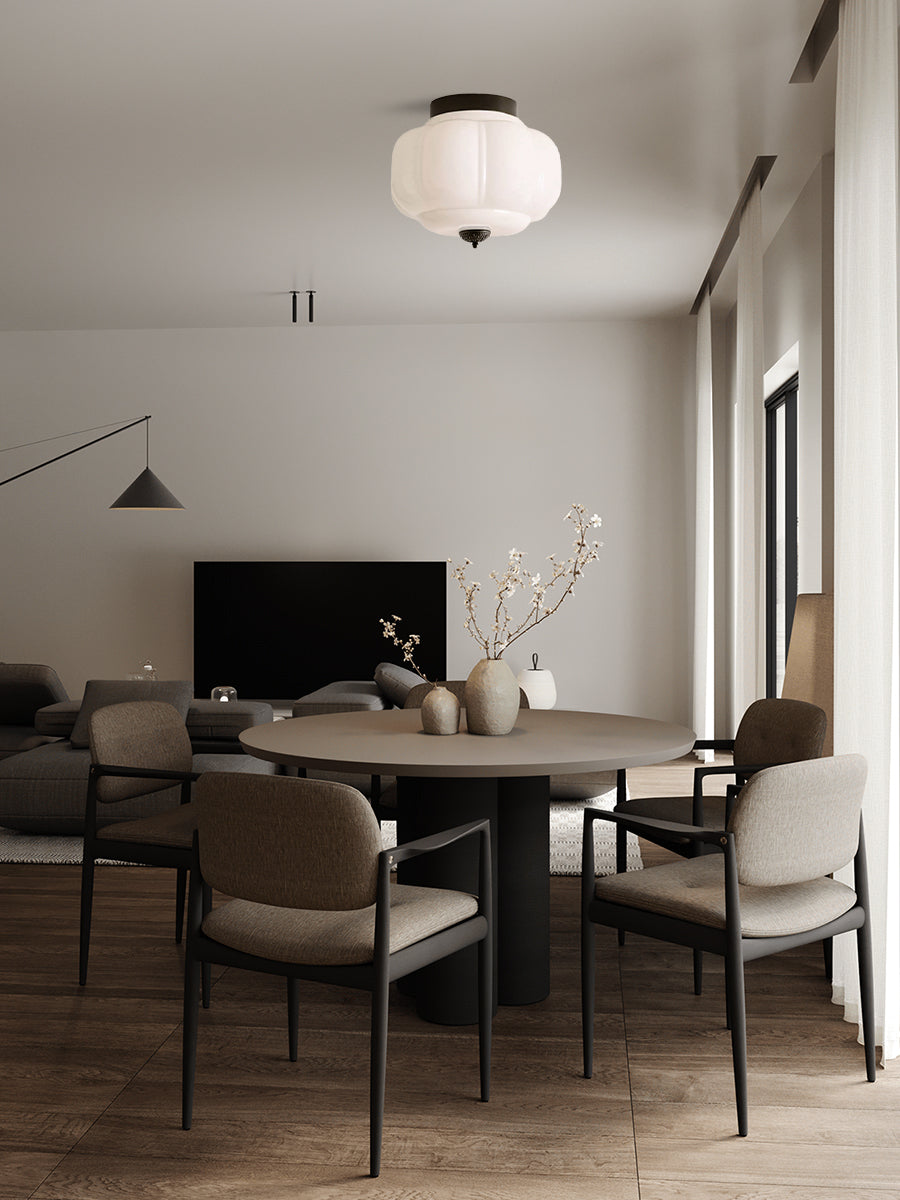 Retro Plafondlamp met Melkglazen Kap – Verfijnde Semi-Flush Mount Verlichting voor Moderne Interieurs | Sansoti