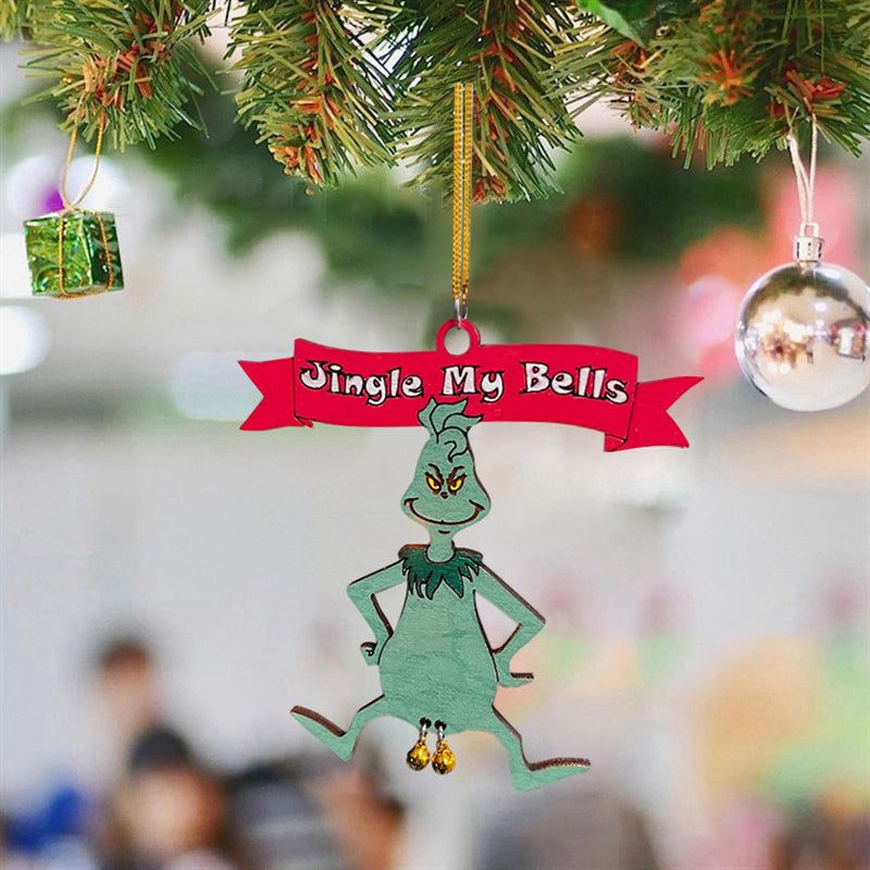 Weihnachtsbaumanhänger mit Glöckchen Humorvolle Festtagsfiguren Handbemaltes Harzornament für den Tannenbaum | Sansoti