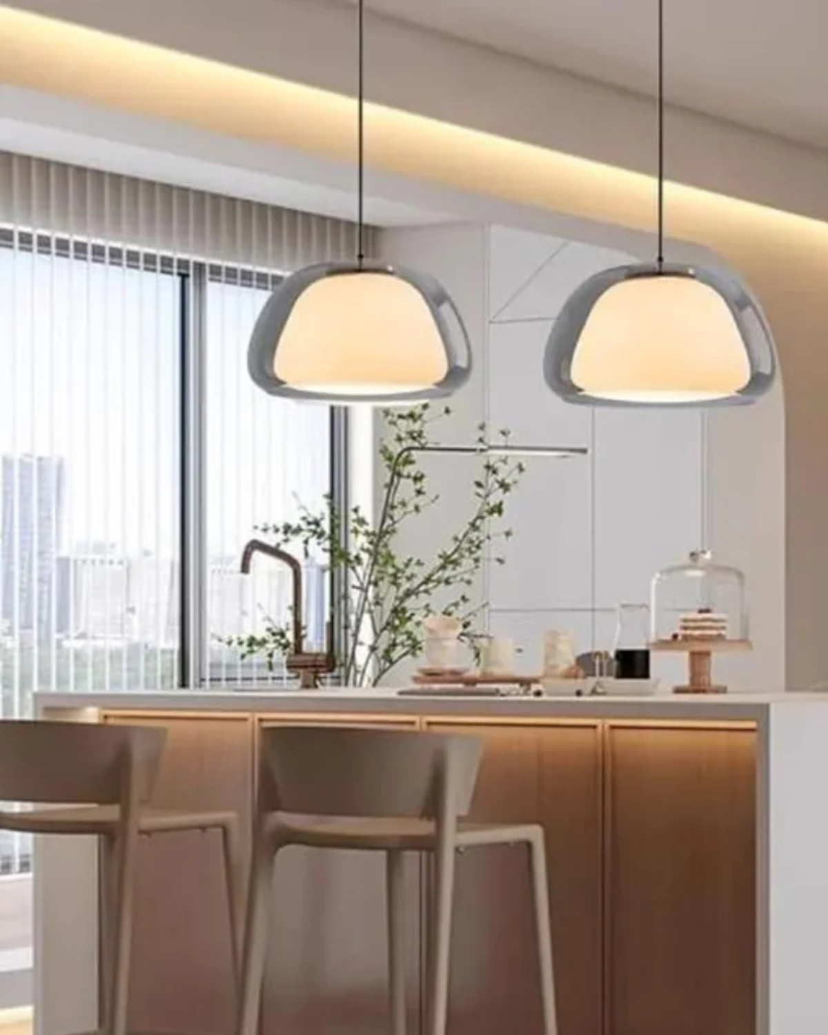Luxe Glazen Hanglamp Met Mat En Transparant Glas In Minimalistisch Japandi Design | Sansoti