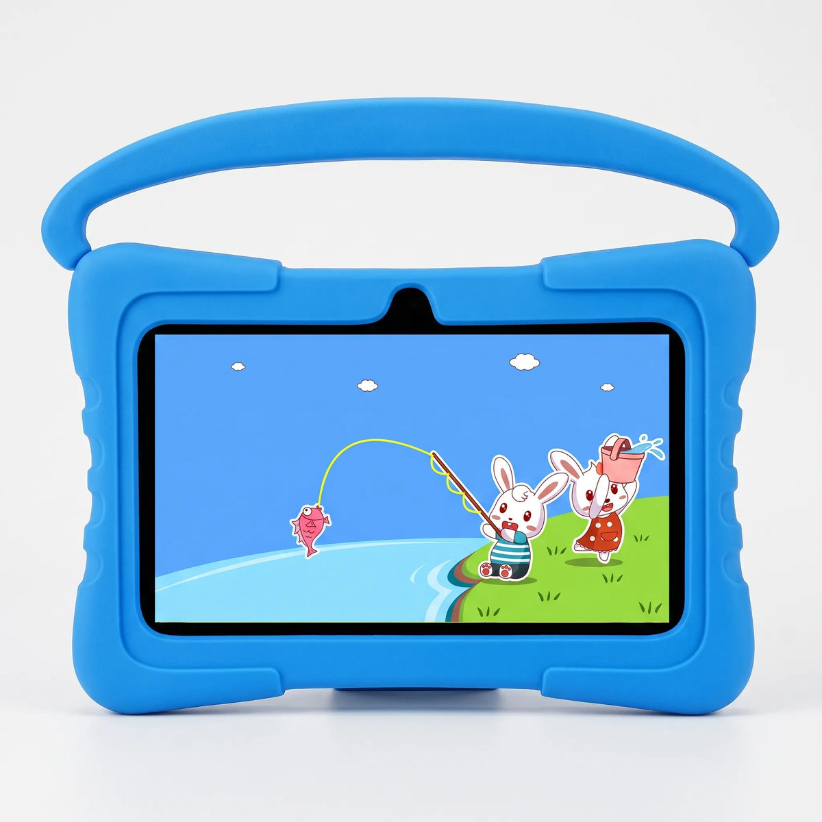 Kindertablet 7 inch mit Griff und Ständer für Bildung Spiele und Lernen Blau Rosa Kinder | Sansoti