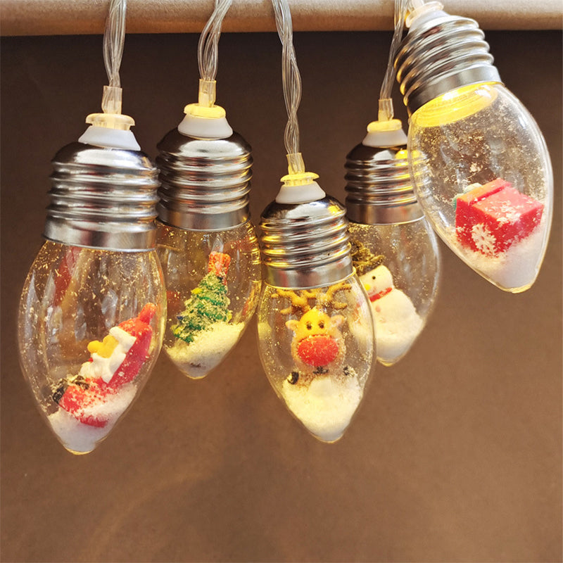 LED-Lichterkette mit Weihnachtsfiguren 10 Lämpchen USB-Anschluss Festbeleuchtung Stimmungsvolle dekorative Lichter für Innenräume | Sansoti