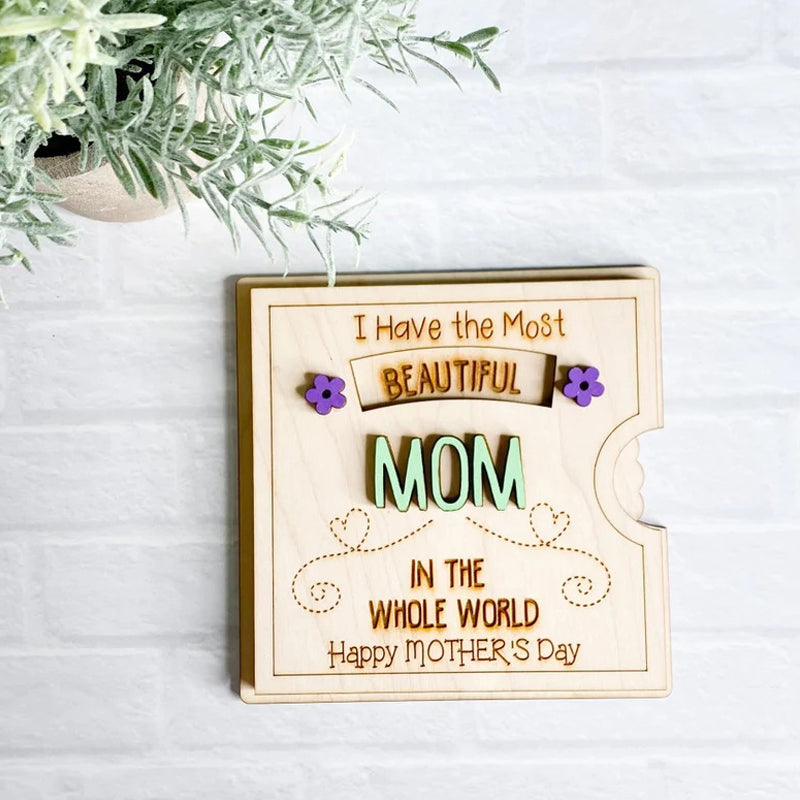 Draaibaar Moederdagornament Hout met Vier Hartteksten Decoratief Wanddecoratie Woonkamer Slaapkamer Cadeau | Sansoti