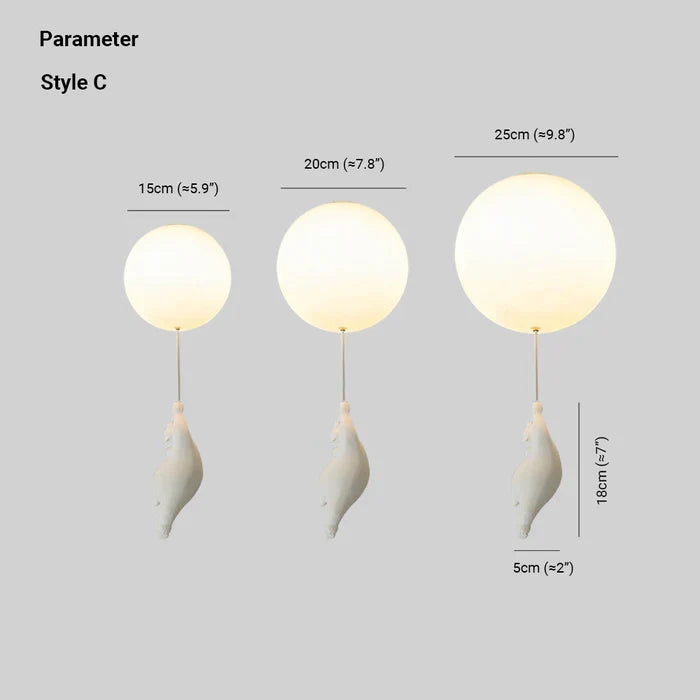 Plafondlamp Kinderkamer Beer Ballon Warm Wit LED Speels Design 15-25cm Decoratief Sfeerverlichting Babykamer | Sansoti