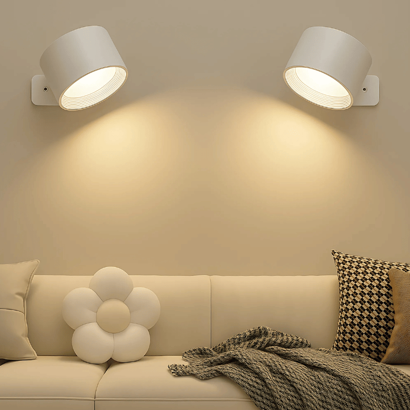 LED Wandlamp Draadloos met Accu en 360° Draaifunctie | Compact Design voor Woonkamer, Slaapkamer, Leeshoek, Hal | Instelbare Kleurtemperatuur Warmwit Neutraalwit Koudwit | Oplaadbare Verlichting 2000mAh | Sansoti