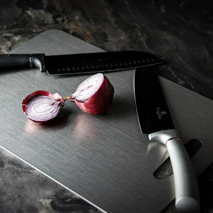 Planche à découper en titane antibactérienne argentée, douce pour les couteaux, hygiénique, résistante aux rayures et durable pour la cuisine | Sansoti