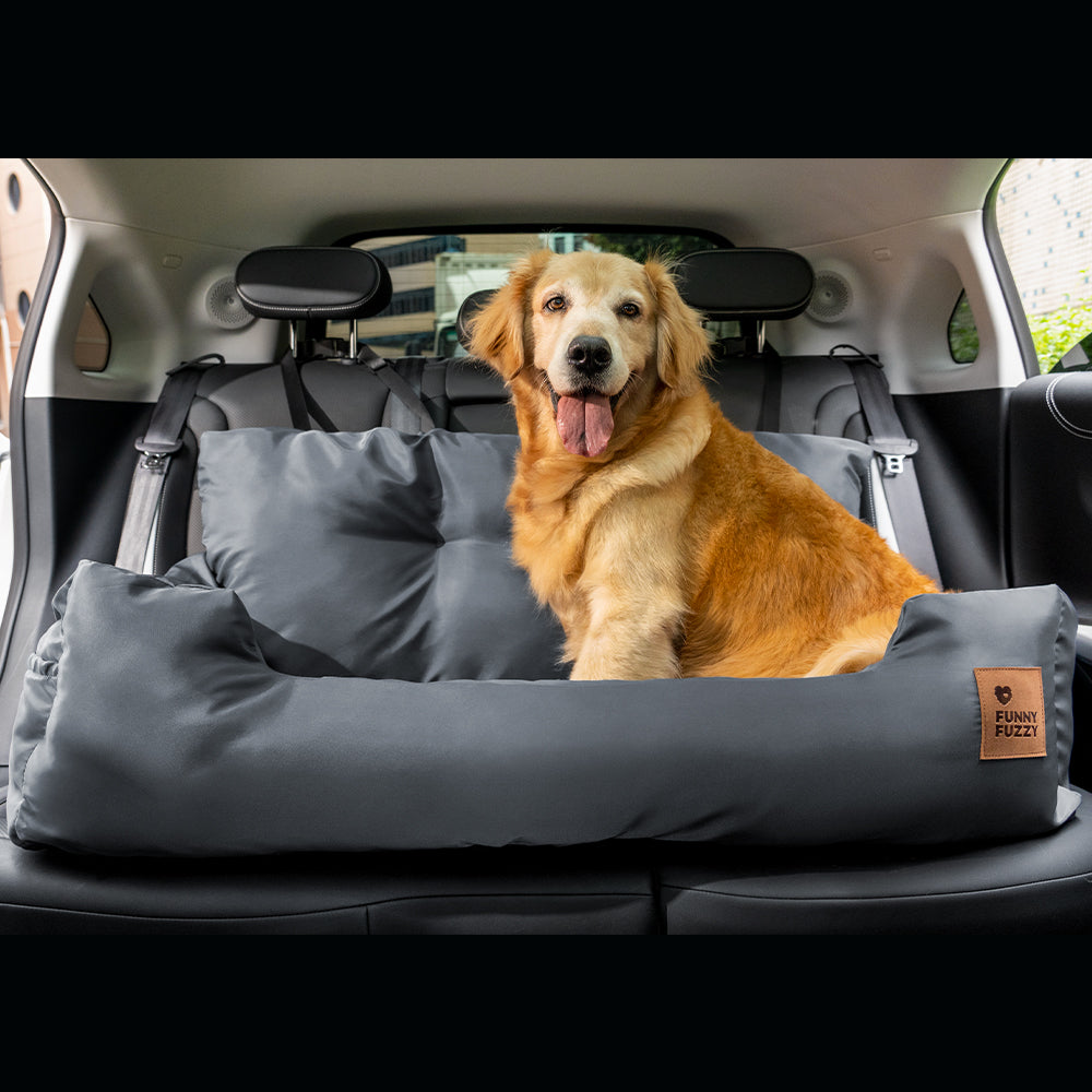 Hondenmand Auto Achterbank Medium/Large met Veiligheidsriemen & Opbergtasje - Comfortabel Veilig Reizen Hond | Sansoti