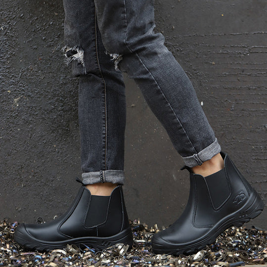 Orthopedische Werkschoenen Leer Veiligheidsneus Antislip PU-zool Schokdempend Bouw Industrie Magazijn | Sansoti