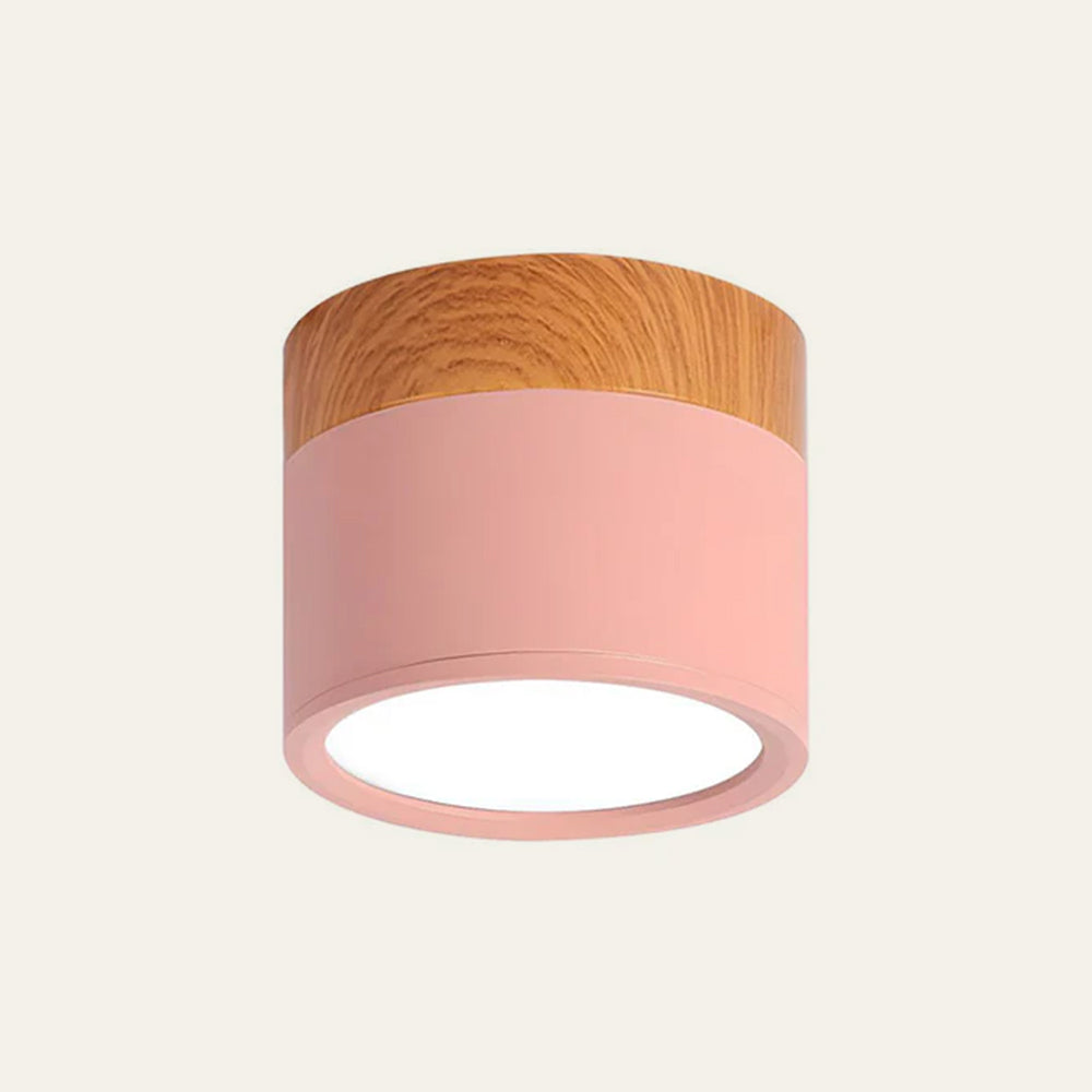 Cylinder kleine Deckenleuchte LED Holz modern Decke Flur Wohnzimmer kompakt Design | Restfield