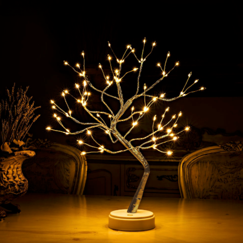 Bonsai Tree Table Lamp with LED Lighting Warm Atmospheric Decorative Tree Lamp USB or Battery Mood Light for Christmas Decoration Living Room | Sansoti