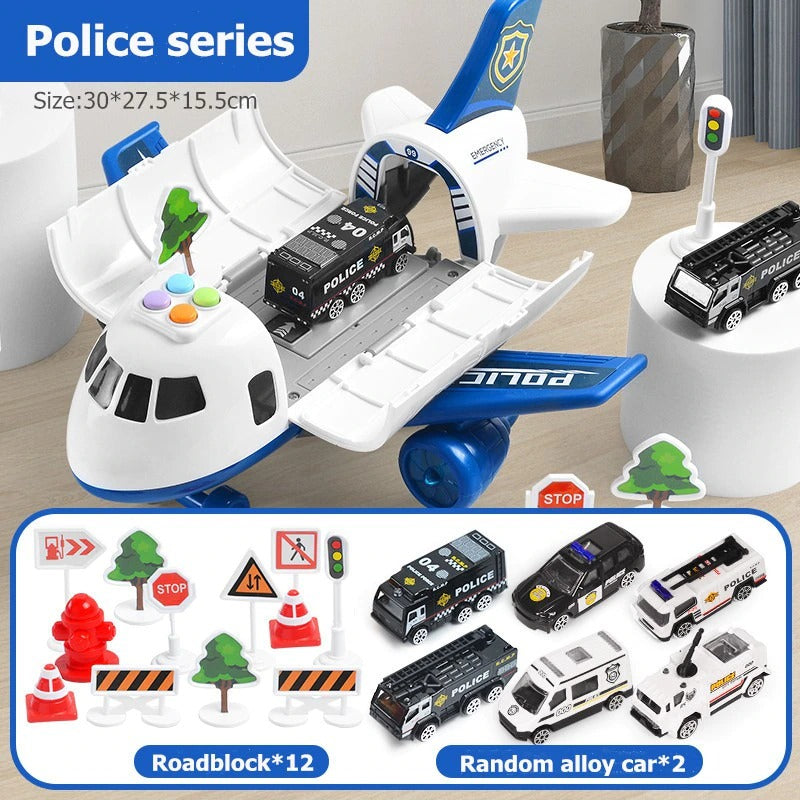 Großes Flugzeug-Spielset mit Licht, Geräuschen, Fahrzeugen und Zubehör, Lernspielzeug für Kinder von 3–12 Jahren | Sansoti