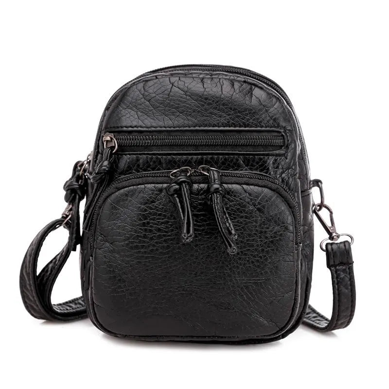 Compacte Schoudertas Dames Leer Elegant Design Bruin Zwart Handtas Crossbody Draagtas Dagelijks Gebruik | Sansoti