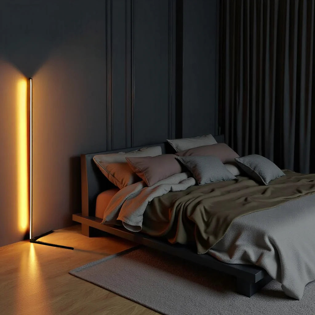 Vloerlamp LED Dimbaar Afstandsbediening 142cm Aluminium Minimalistisch Woonkamer Slaapkamer | Sansoti