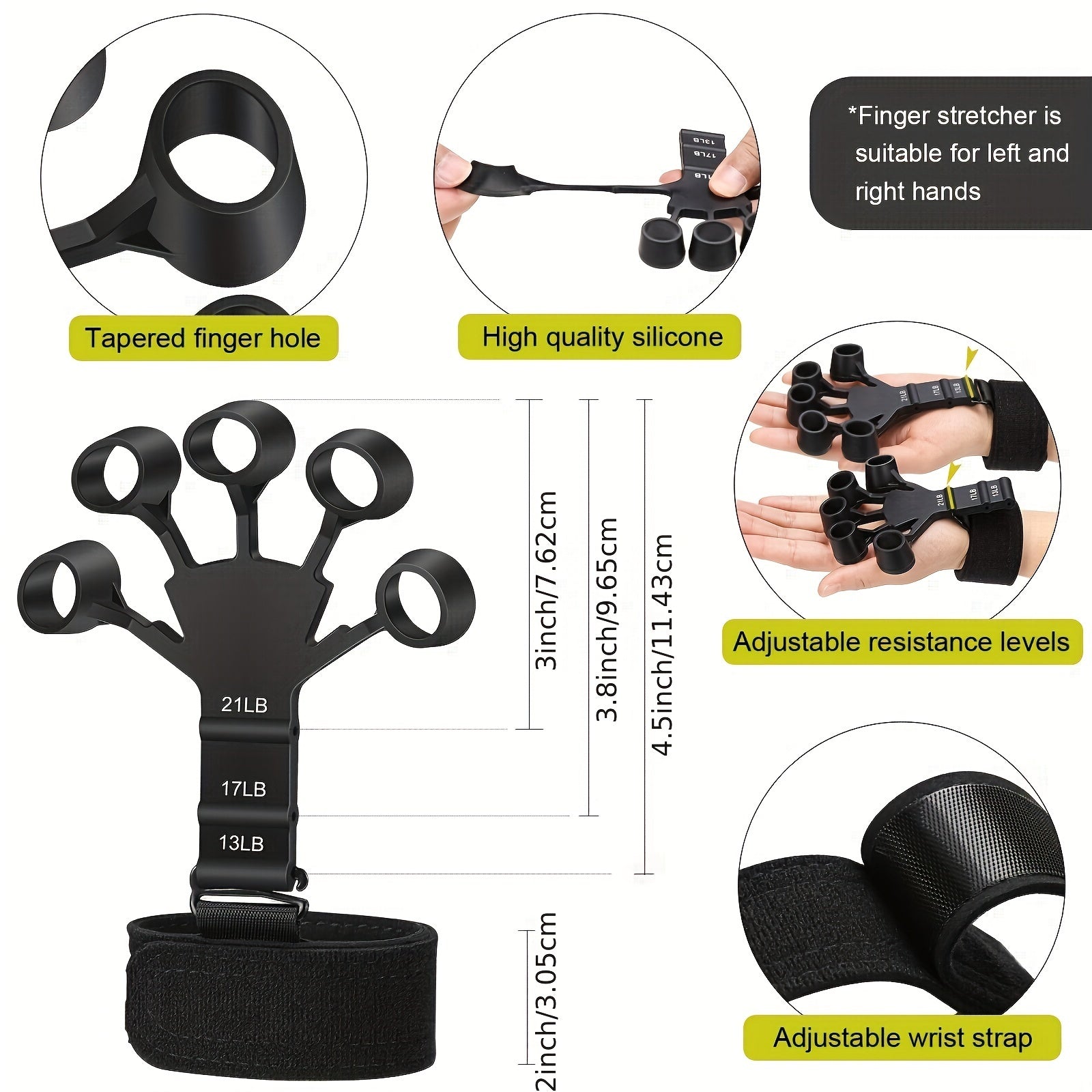 Handtrainer Set 5-in-1 voor Grip en Onderarmkracht Verstelbaar Weerstand met Vingertrainer en Krachtrubberbal | Sansoti