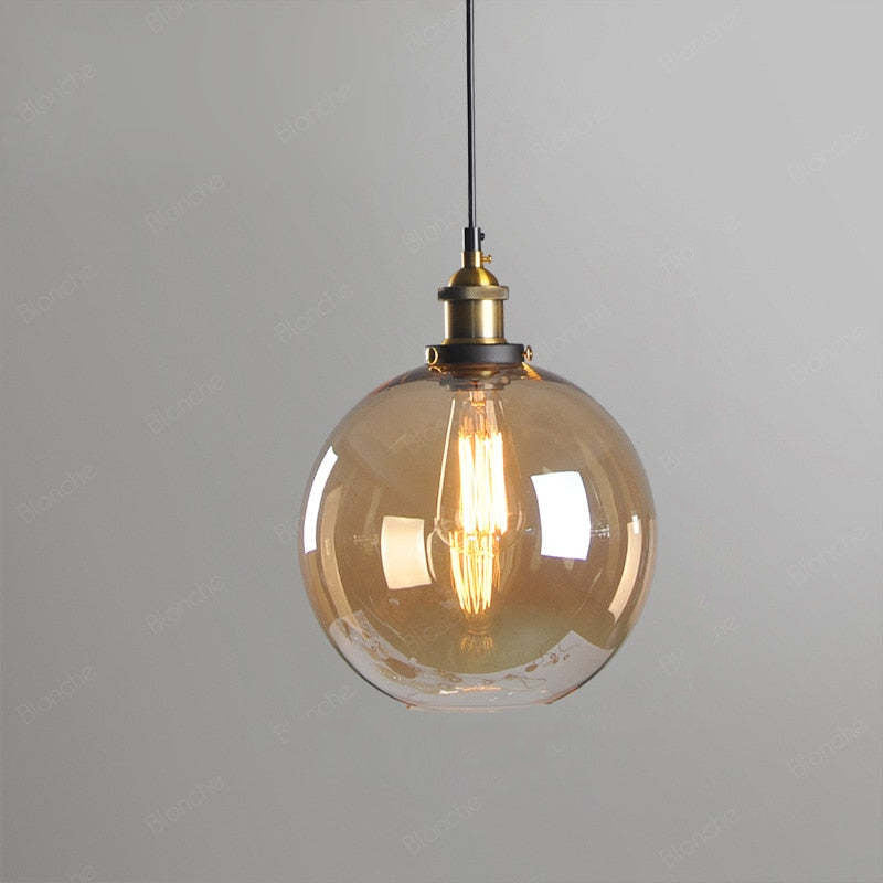 Industriële Glazen Hanglamp Metaal E27 Verstelbaar Snoer Transparant Amber Rookgrijs Binnenverlichting | Sansoti