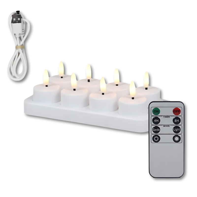 Bougies LED rechargeables avec télécommande et minuterie – lumière vacillante | Restfield