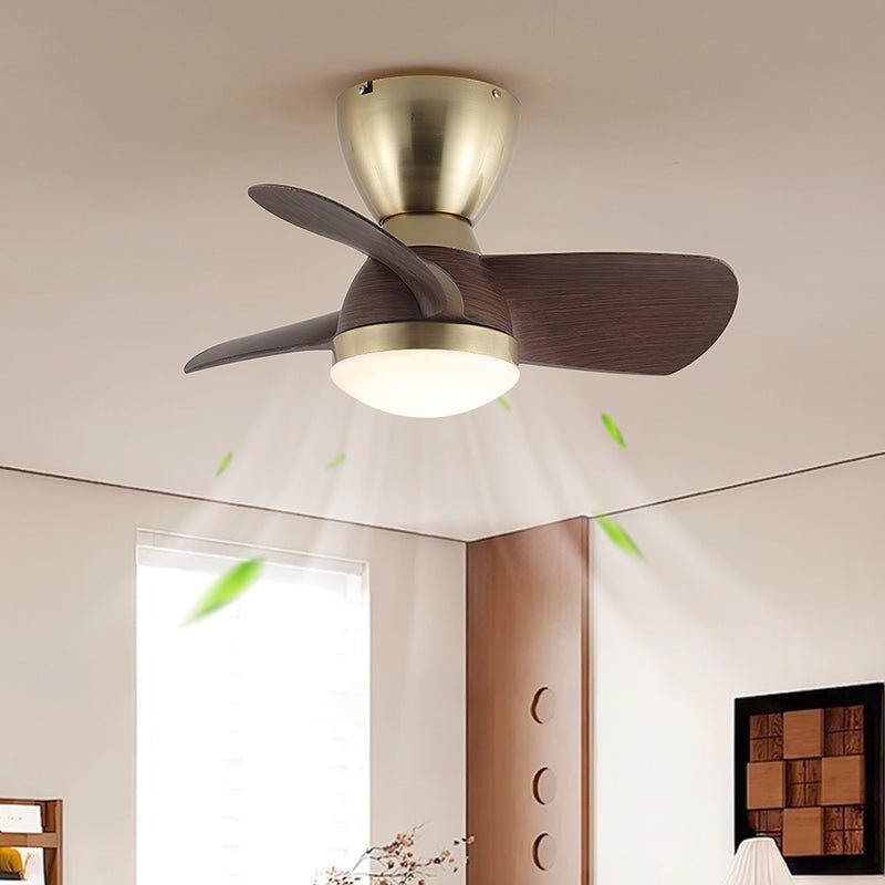 Plafondventilator met Verlichting Elora in Messing en Hout — Minimalistische Ventilator met LED Afstandsbediening | Sansoti