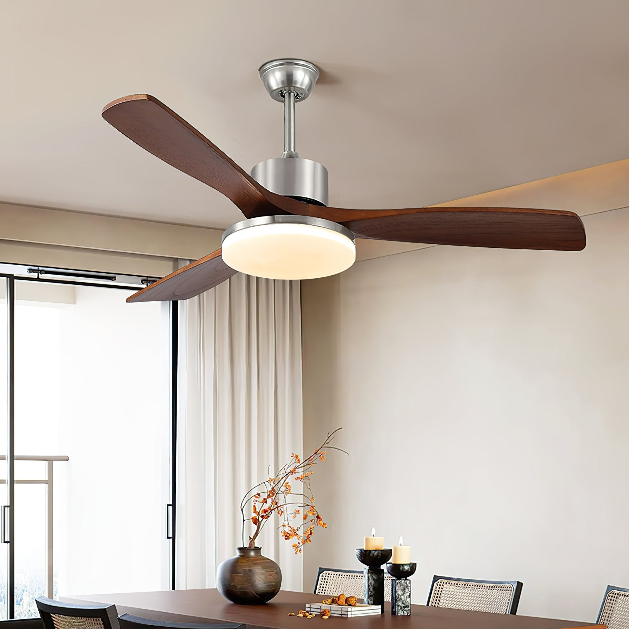 Moderne plafondventilator met verlichting – houtlook design voor ultiem comfort | Sansoti