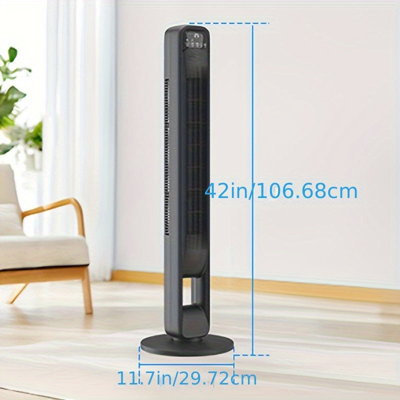 Bladloze Torenventilator 106 cm Zwart Stil 3 Snelheden 12u Timer Oscillerend 60° LED Display Slaapkamer Kantoor Woonkamer | Sansoti