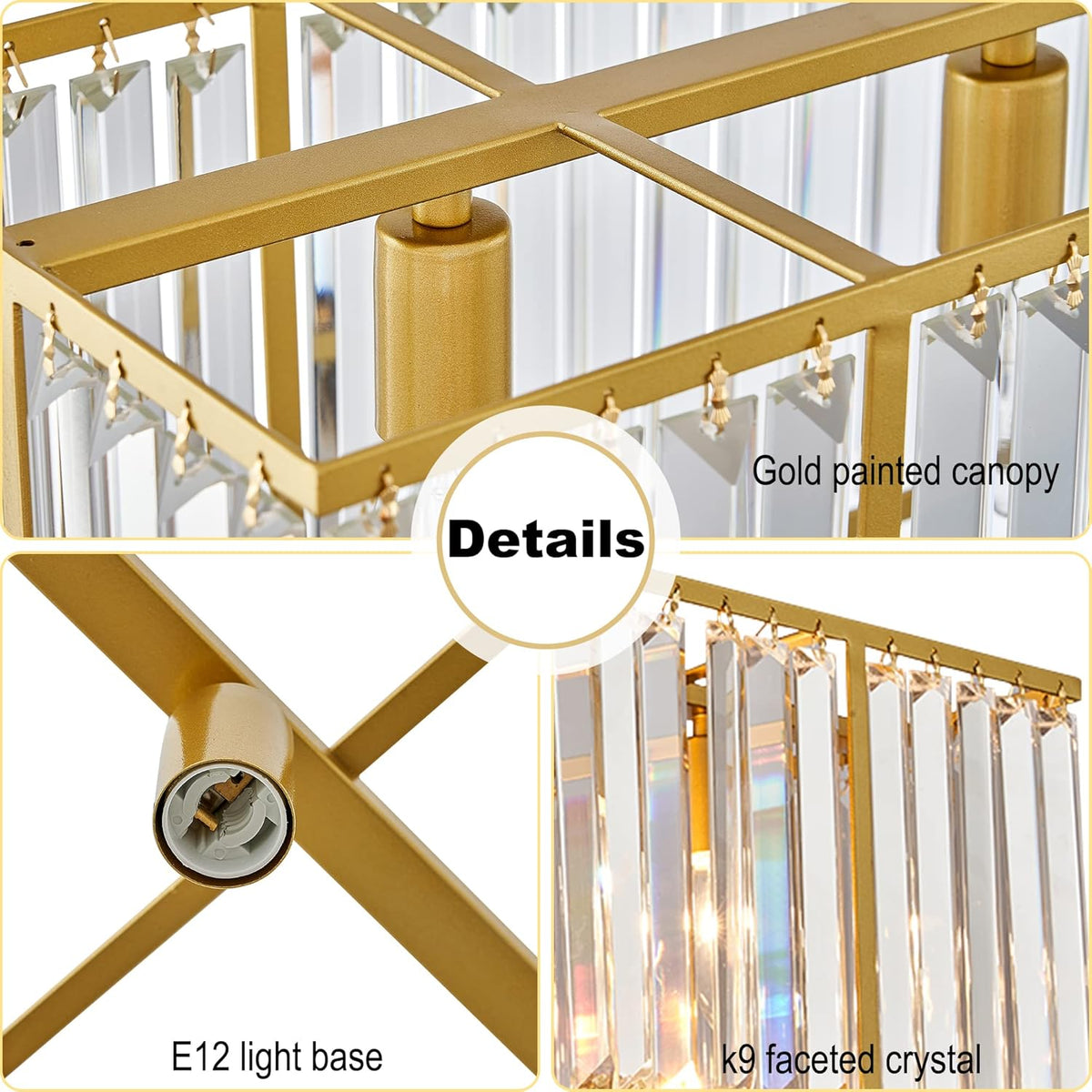 Crystal Linear Pendant Light for Kitchen Island, Dining Room Ceiling Chandelier, Scandinavian Design | Sansoti