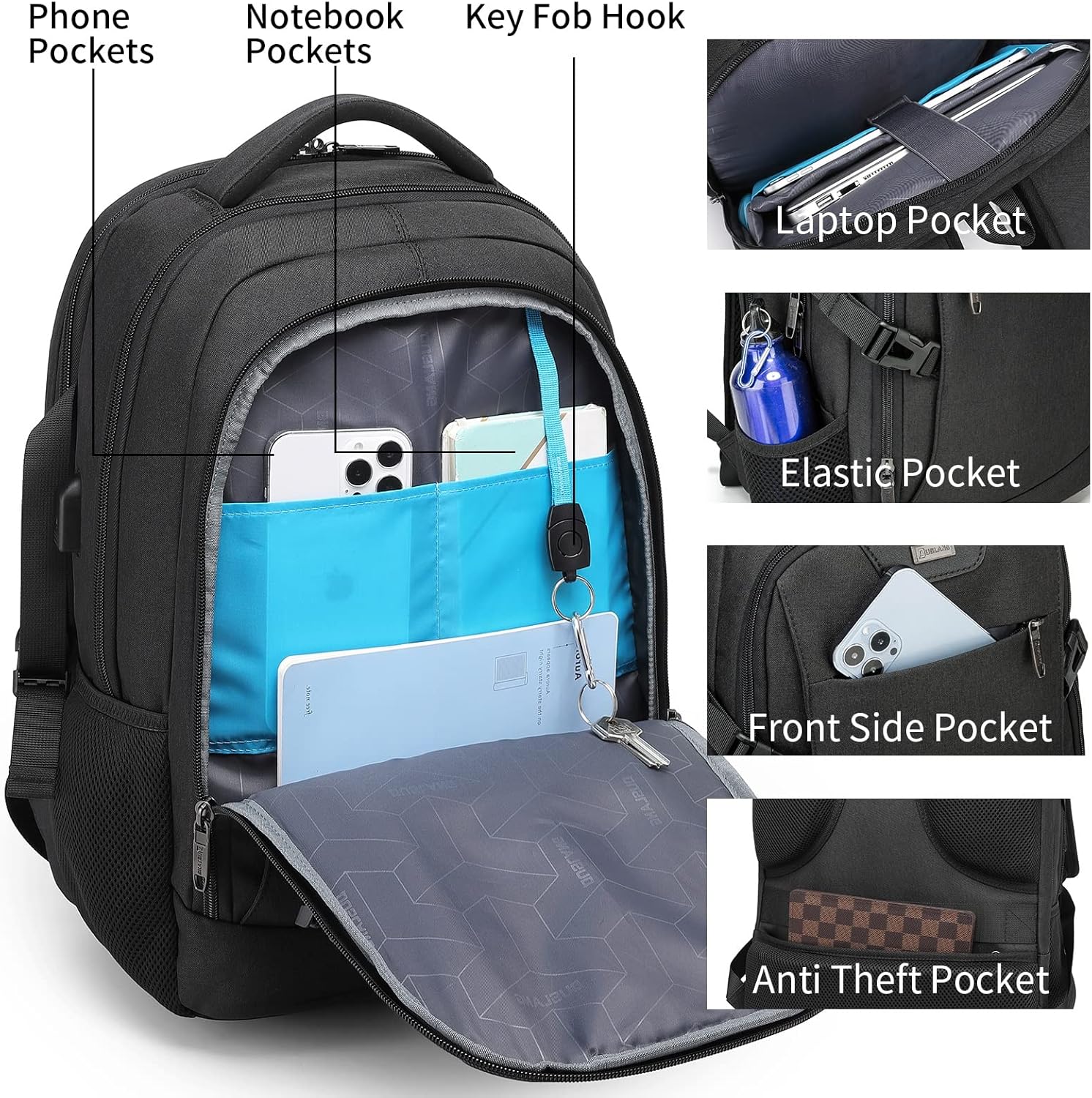 Waterdichte Laptoprugzak met USB-Oplaadpoort en Georganiseerde Vakken voor Dagelijks Werk en Reizen 33-43cm | Sansoti