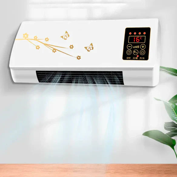 Airco Wandmontage Verwarming Koeling Bloesem Design Wit Rood LED Display Afstandsbediening Timer Fluisterstil Slaapkamer Kantoor Compact Ventilator Ontvochtiger | Sansoti