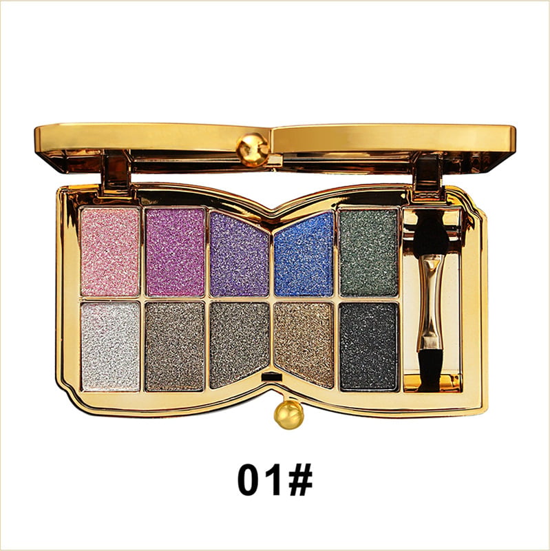 10-Kleurige Glitteroogschaduw Palet – Hoogglans Shimmer Poeder Make-up voor Glamoureuze Oogmake-up – Intense Pigmentatie | Sansoti