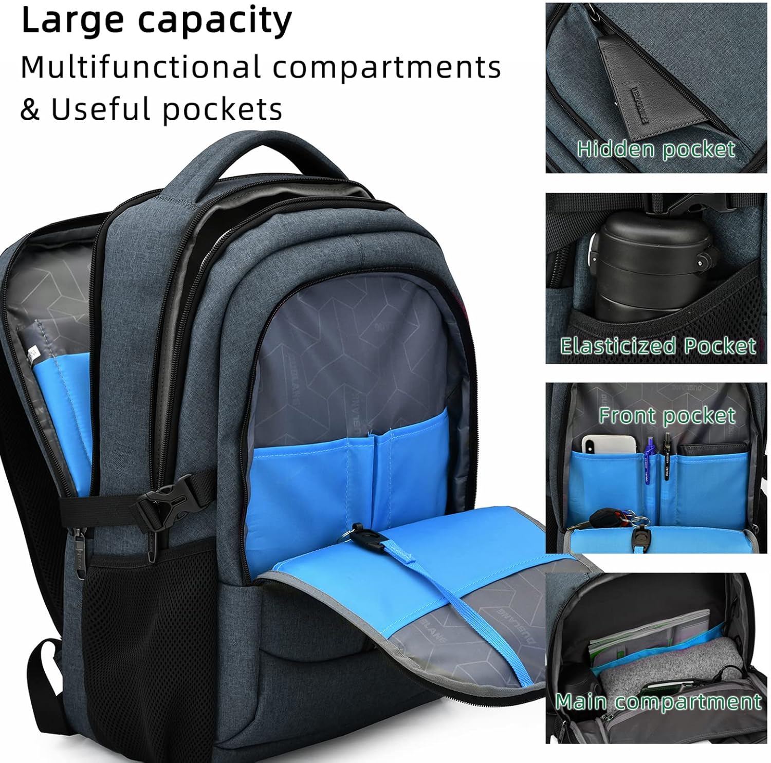 Waterdichte Laptoprugzak met USB-Oplaadpoort en Georganiseerde Vakken voor Dagelijks Werk en Reizen 33-43cm | Sansoti