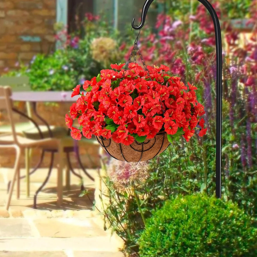Fleurs artificielles suspendues dans un panier en osier, en soie et plastique, résistantes aux UV, pour décoration intérieure et extérieure, jardin ou balcon | Sansoti