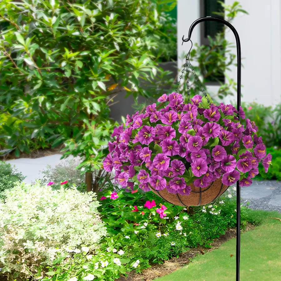 Fleurs artificielles suspendues dans un panier en osier, en soie et plastique, résistantes aux UV, pour décoration intérieure et extérieure, jardin ou balcon | Sansoti