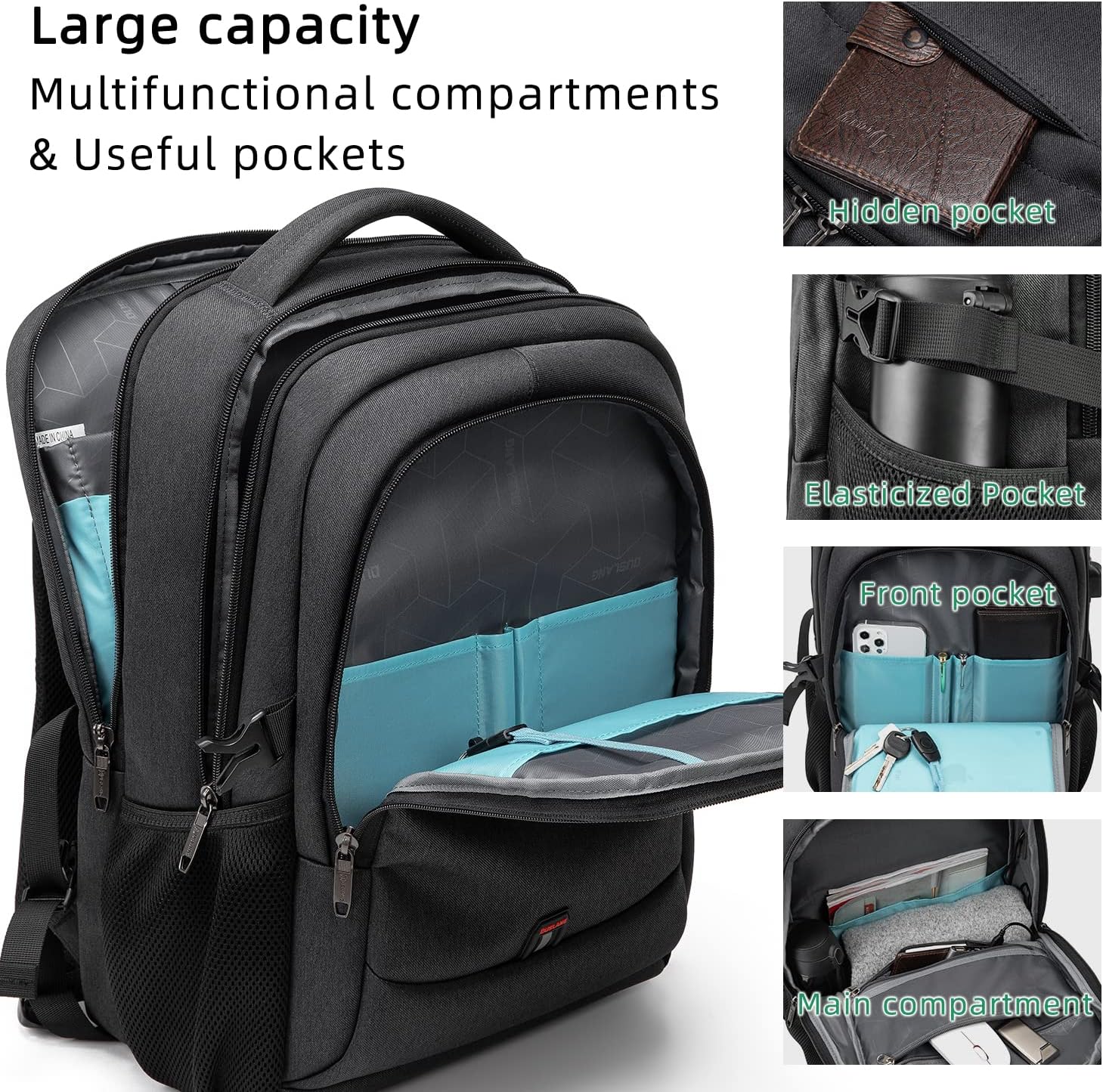 Waterdichte Laptoprugzak met USB-Oplaadpoort en Georganiseerde Vakken voor Dagelijks Werk en Reizen 33-43cm | Sansoti