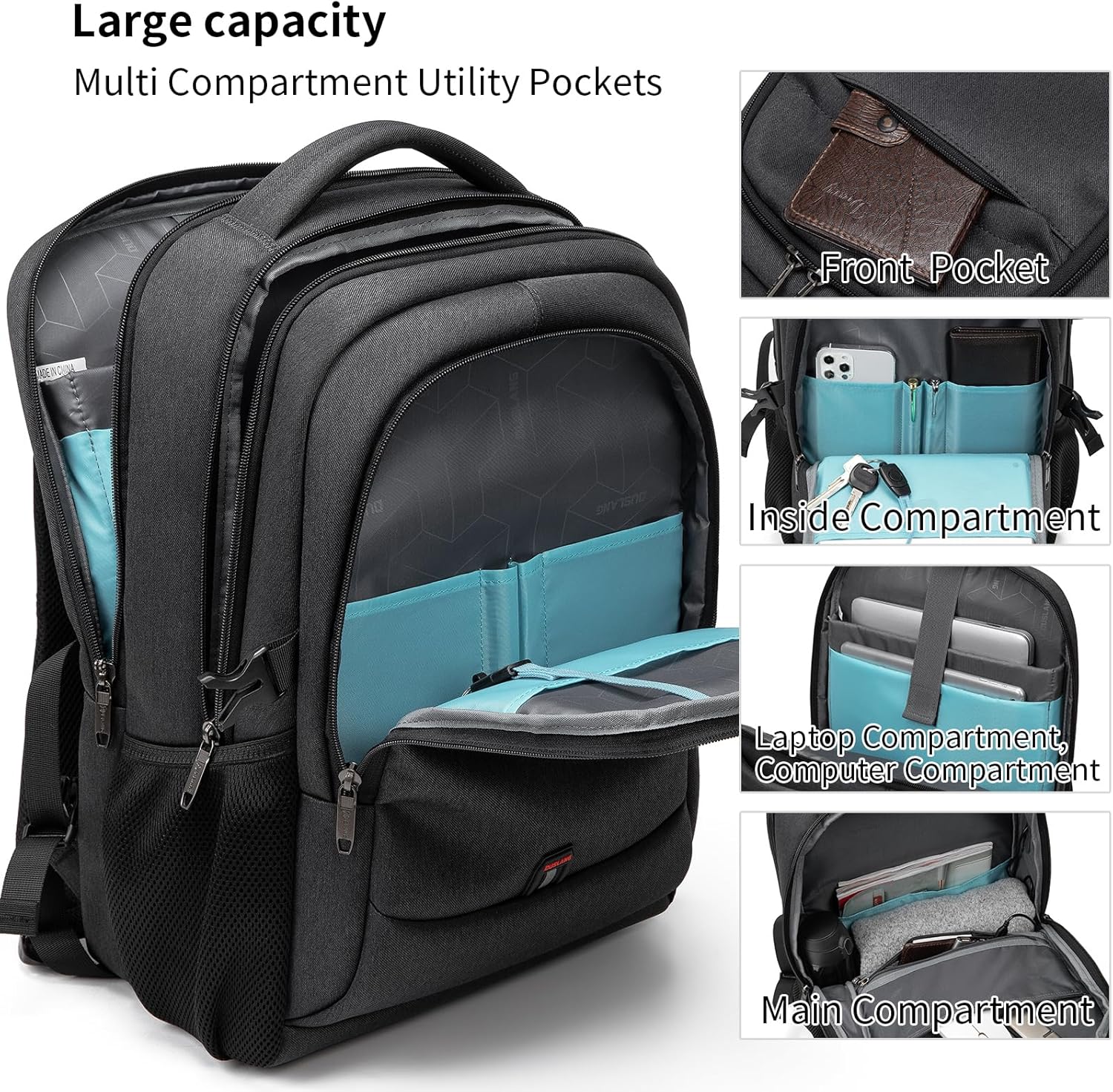 Waterdichte Laptoprugzak met USB-Oplaadpoort en Georganiseerde Vakken voor Dagelijks Werk en Reizen 33-43cm | Sansoti