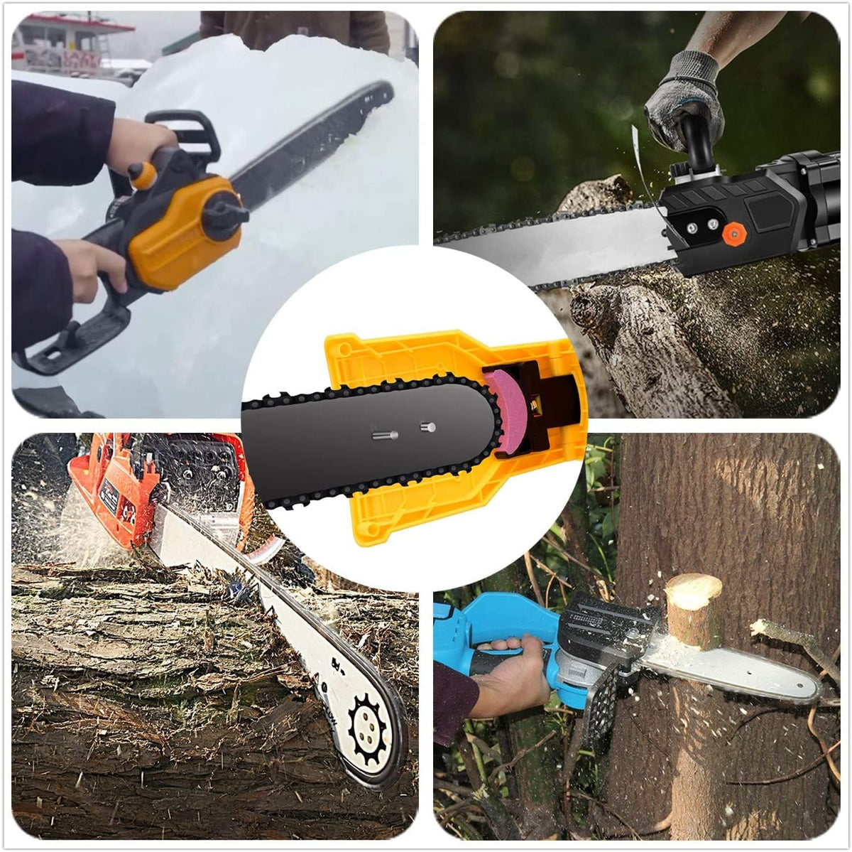 Affûteur de chaîne de tronçonneuse portable avec pierre et système de verrouillage pour lames de 14-20 pouces, outil d’extérieur | Sansoti