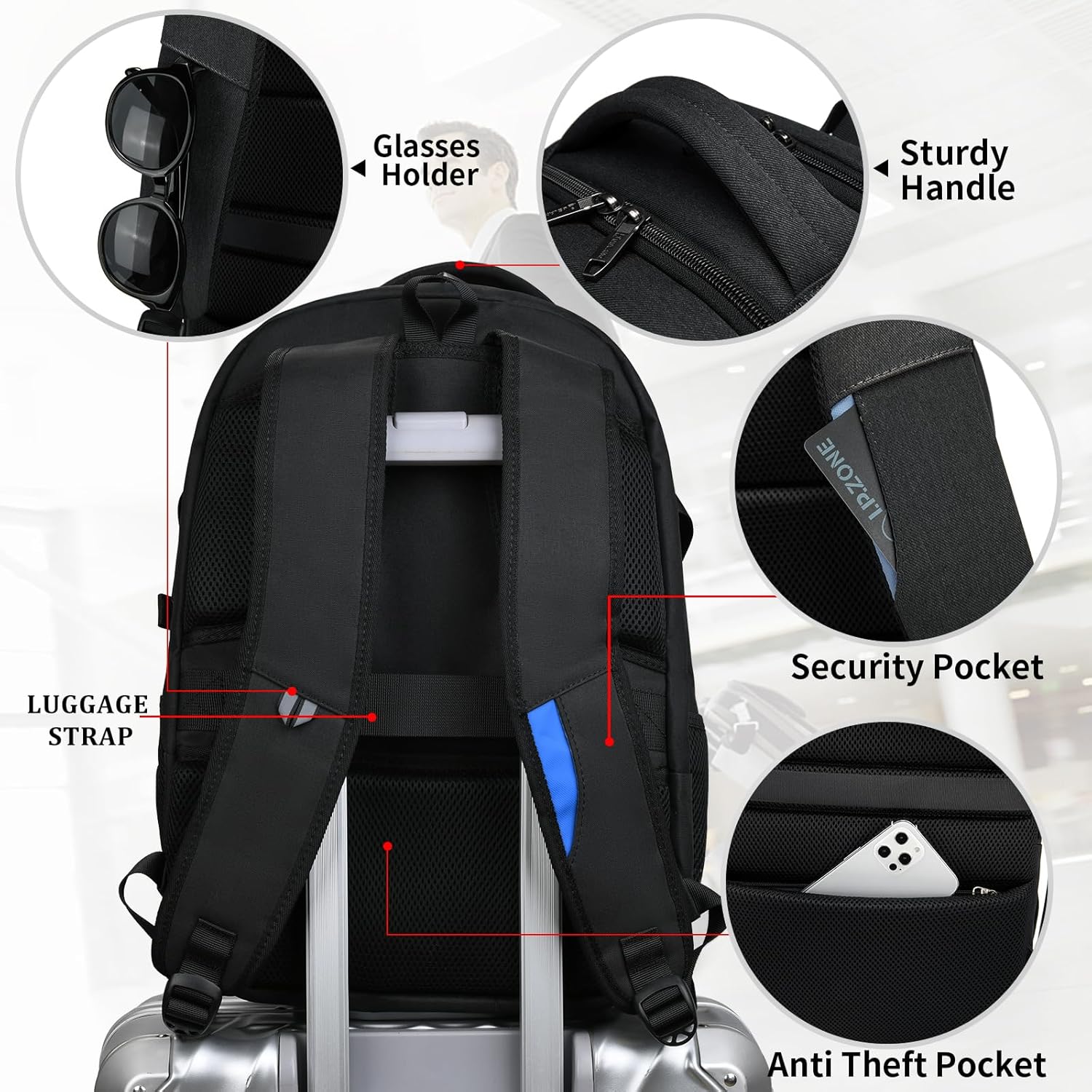 Waterdichte Laptoprugzak met USB-Oplaadpoort en Georganiseerde Vakken voor Dagelijks Werk en Reizen 33-43cm | Sansoti