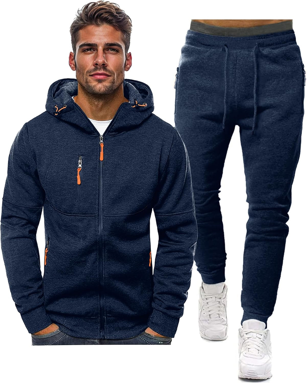 Heren Trainingspak Set met Pullover en Broek Elastisch Ademend Sportkleding Loungewear Zwart Grijs Comfort | Sansoti