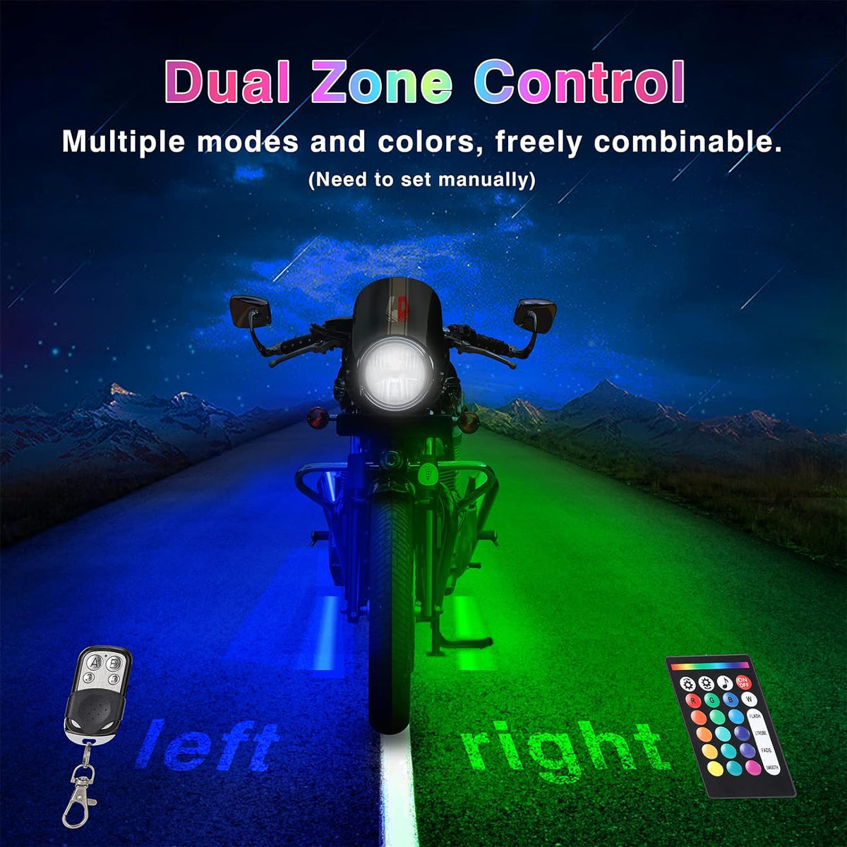 RGB LED-Stripset Motor 12-delig met Rem Richtingaanwijzer Verlichting Bluetooth App Motorfiets Sfeerverlichting | Sansoti